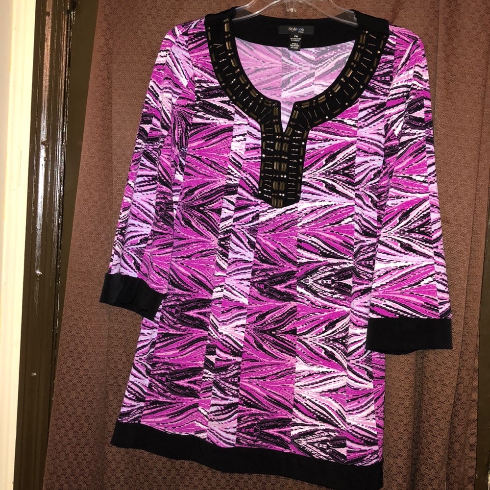 Style & co. Purple & black beaded Blouse